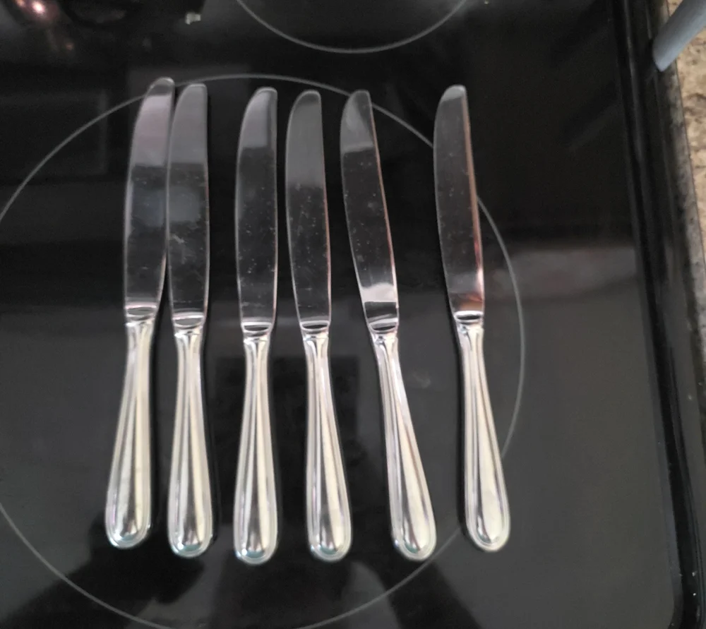 ​Brand / Maker: InternatPolished Silver Stainless Steel Dinner Knives - Set of 6